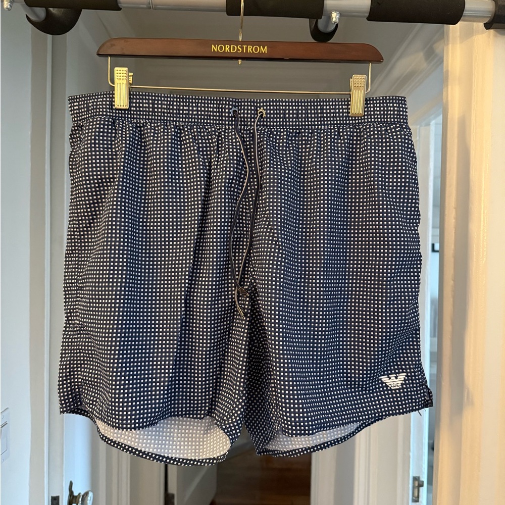 Emporio Armani Blue Patterned Swim Shorts